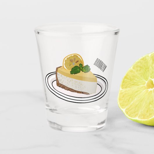 Lemon cheesecake Cartoon Illustration Schnapsglas (Vorderseite)