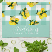 Lemon Chic Aqua Gingham Geschirrtuch (Gefaltet)
