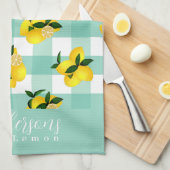 Lemon Chic Aqua Gingham Geschirrtuch (Viertel Falte)