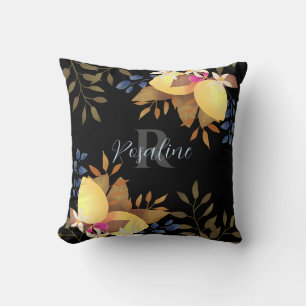 Lemon Chic Black Monogram Kissen
