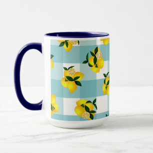 Lemon Chic Blue Gingham Tasse