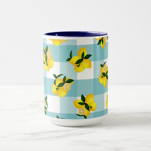 Lemon Chic Blue Gingham Tasse (Zentrum)