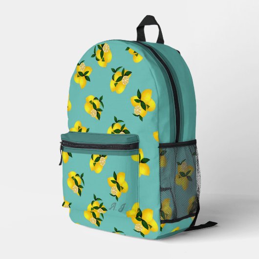 Lemon Chic Design Aqua Bedruckter Rucksack (Rückseitige Ecke Rechts)