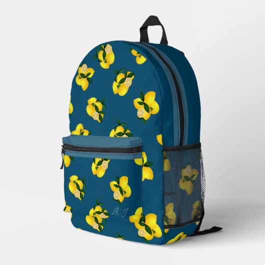 Lemon Chic Design Türkis Bedruckter Rucksack (Rückseitige Ecke Rechts)