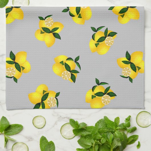 Lemon Chic Gray Geschirrtuch (Gefaltet)
