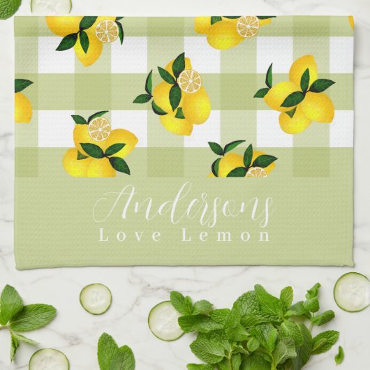 Lemon Chic Green Gingham Geschirrtuch (Gefaltet)
