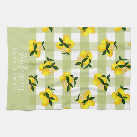 Lemon Chic Green Gingham Geschirrtuch (Horizontal)