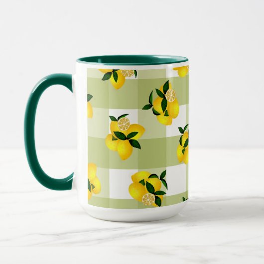 Lemon Chic Green Gingham Tasse (Links)