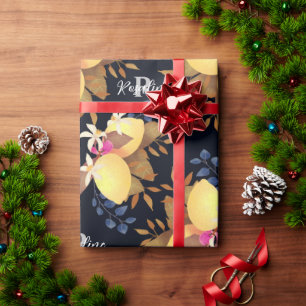 Lemon Chic Monogram Black Geschenkpapier
