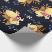 Lemon Chic Monogram Black Geschenkpapier (Ecke)