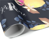 Lemon Chic Monogram Black Geschenkpapier (Rolleneckpunkt)