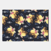 Lemon Chic Monogram Black Geschenkpapier Set (Vorderseite)