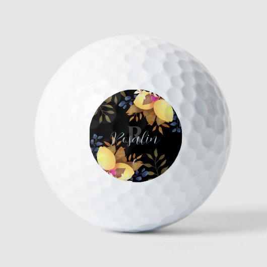 Lemon Chic Monogram Black Golfball (Vorderseite)