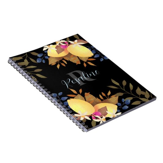 Lemon Chic Monogram Black Notizblock (Rechte Seite)