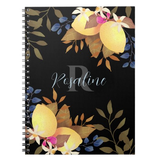 Lemon Chic Monogram Black Notizblock (Vorderseite)