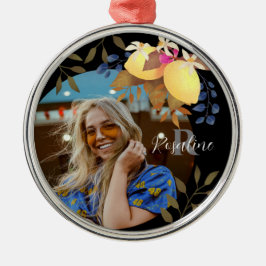 Lemon Chic Monogram Black Ornament Aus Metall