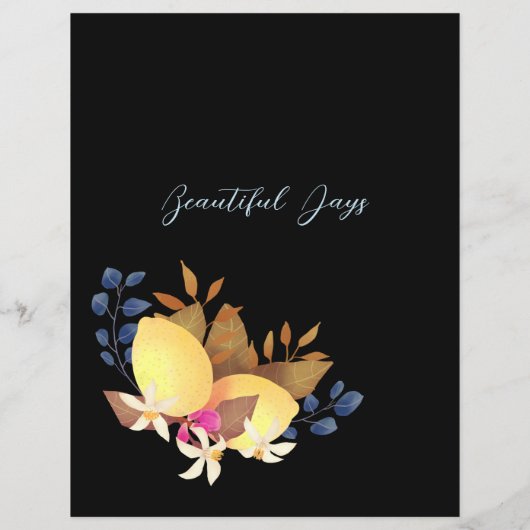 Lemon Chic Monogram Black Paper Sheet (Rückseite)