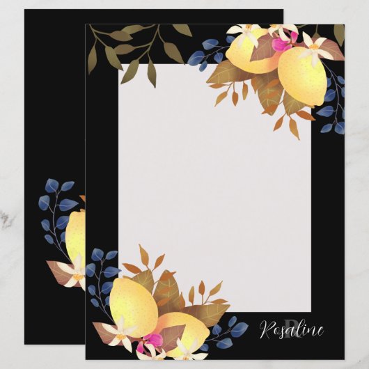 Lemon Chic Monogram Black Paper Sheet (Vorne/Hinten)