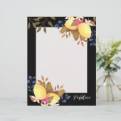 Lemon Chic Monogram Black Paper Sheet (Stehend Vorderseite)