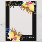 Lemon Chic Monogram Black Paper Sheet (Vorderseite)