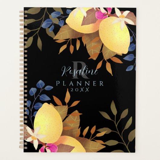 Lemon Chic Monogram Black Planer (Vorderseite)