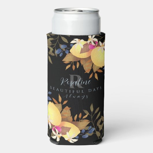 Lemon Chic Monogram Black Selters Dosenkühler (Seltzer Rückseite)