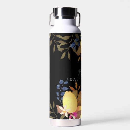 Lemon Chic Monogram Black Trinkflasche (Vorne)