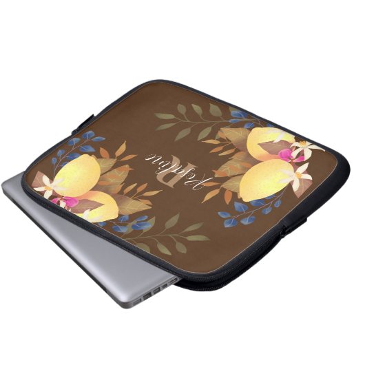 Lemon Chic Monogram Brown Electronics Bag Laptopschutzhülle (Vorne Knopf)