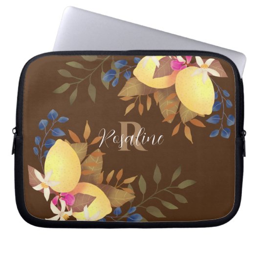 Lemon Chic Monogram Brown Electronics Bag Laptopschutzhülle (Vorderseite)