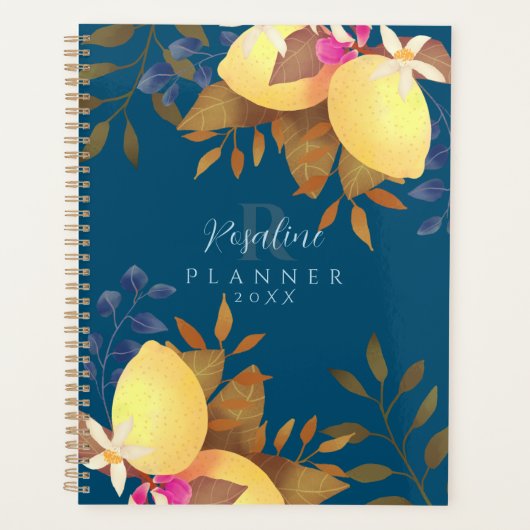 Lemon Chic Monogram Turquoise Planer (Vorderseite)