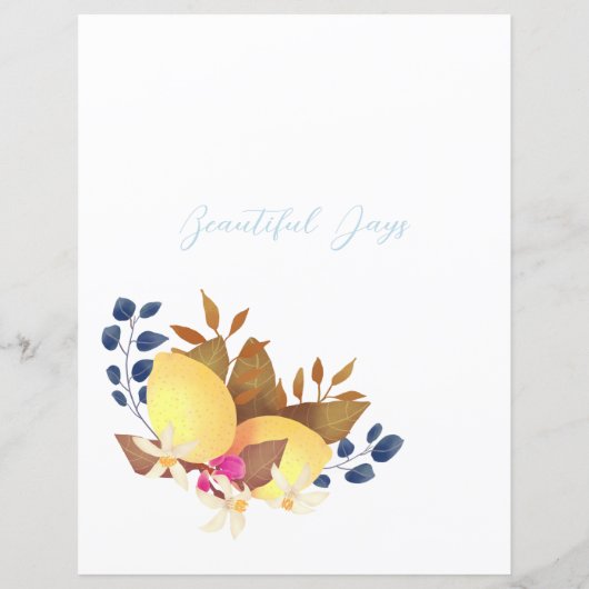 Lemon Chic Monogram White Paper Sheet (Rückseite)