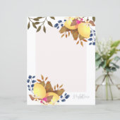 Lemon Chic Monogram White Paper Sheet (Stehend Vorderseite)
