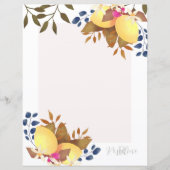 Lemon Chic Monogram White Paper Sheet (Vorderseite)