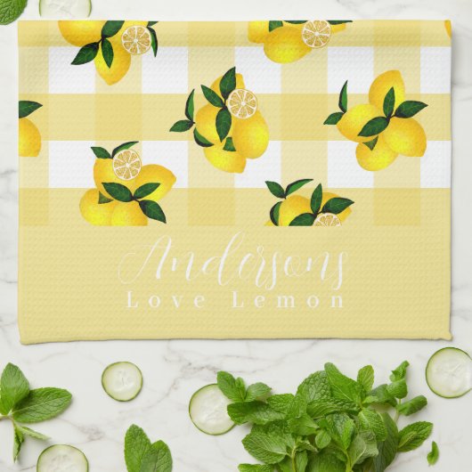 Lemon Chic Yellow Gingham Geschirrtuch (Gefaltet)