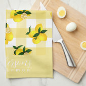 Lemon Chic Yellow Gingham Geschirrtuch (Viertel Falte)