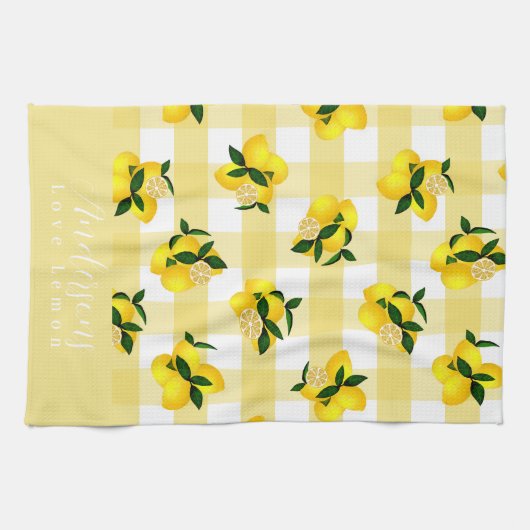 Lemon Chic Yellow Gingham Geschirrtuch (Horizontal)