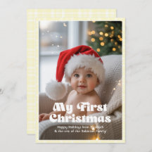 Lemon Chiffon Gingham My First Christmas Baby