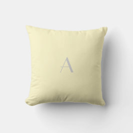Lemon Chiffon Pastel Pillow w Silver Monogram Kissen