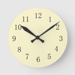 Lemon Chiffon Pastel Yellow Kitchen Wall Clock Runde Wanduhr