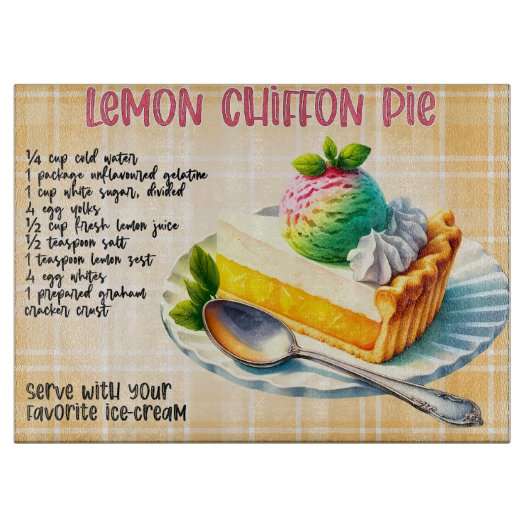 Lemon Chiffon Pie Rezpe Schneidebrett (Vorderseite)