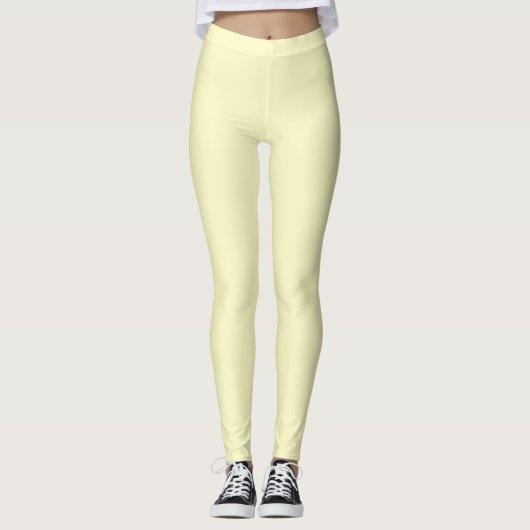 Lemon Chiffon Solid Color Anpassen Leggings (Vorderseite)