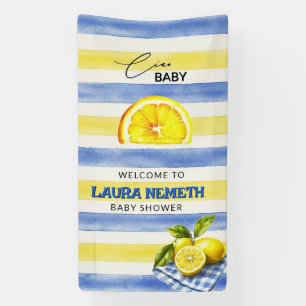 Lemon Ciao Baby Blau Gelb Streifen Willkommen Banner