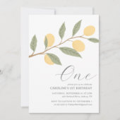 Lemon Citrus 1. Geburtstag Einladung (Vorderseite)