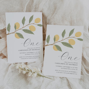 Lemon Citrus 1. Geburtstag Einladung