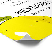 Lemon Citrus 1. Geburtstag Meilenstein Pink Poster (Ecke)