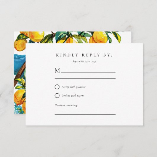 Lemon Citrus Amalfi Coast Wedding RSVP (Vorne/Hinten)