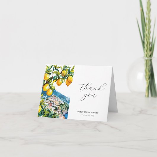 Lemon Citrus Amalfi Küste Brautparty Dankeskarte (Vorderseite)