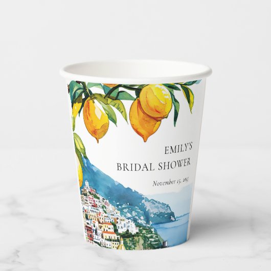 Lemon Citrus Amalfi Küste Brautparty Pappbecher (Rückseite)