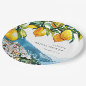 Lemon Citrus Amalfi Küste Brautparty Pappteller (Schrägansicht)