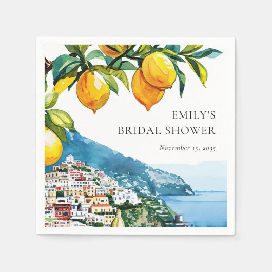 Lemon Citrus Amalfi Küste Brautparty Serviette (Vorderseite)